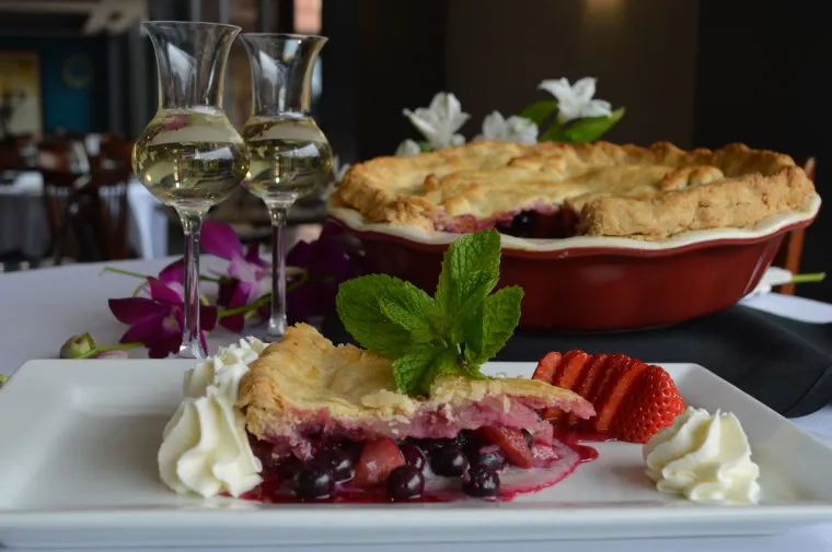 Homemade berry pie with fresh berries and flaky crust