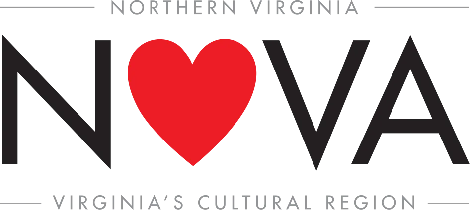 Logo for Northern Virginia featuring the letters N and VA with a red heart in place of the O, plus the tagline Virginia’s Cultural Region.