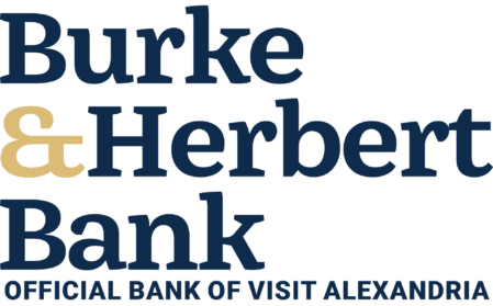 A logo showing that Burke & Herbert Bank is the official bank of Visit Alexandria