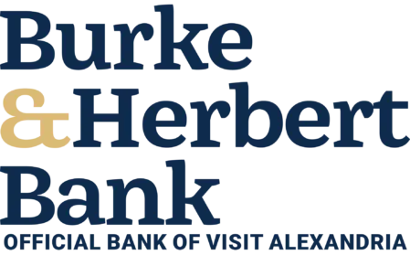A logo showing that Burke & Herbert Bank is the official bank of Visit Alexandria