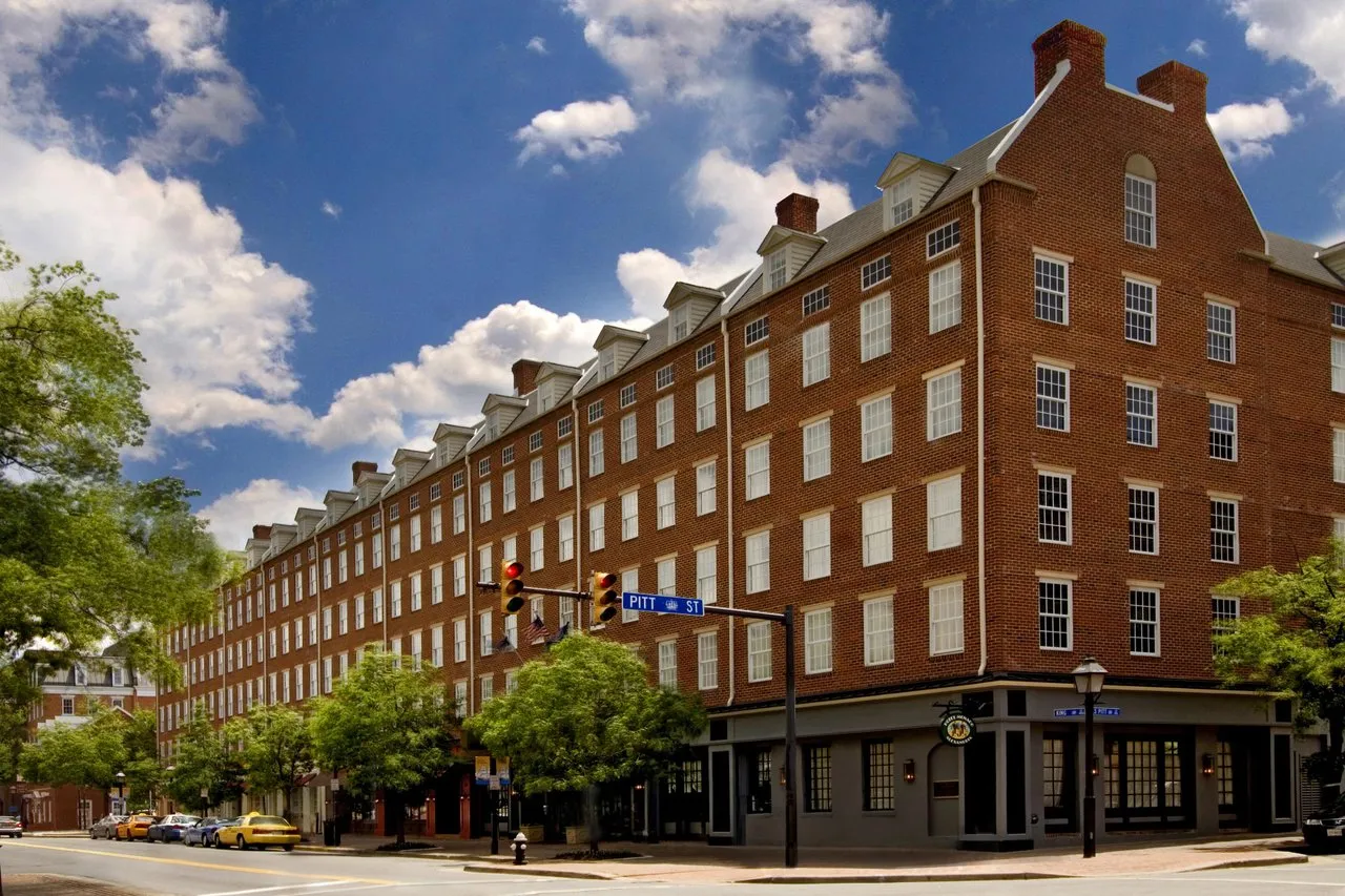 Exterior of the Alexandrian hotel in Old Town Alexandria.
