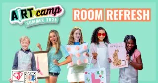 Kids decorating and refreshing a bedroom during summer camp workshop