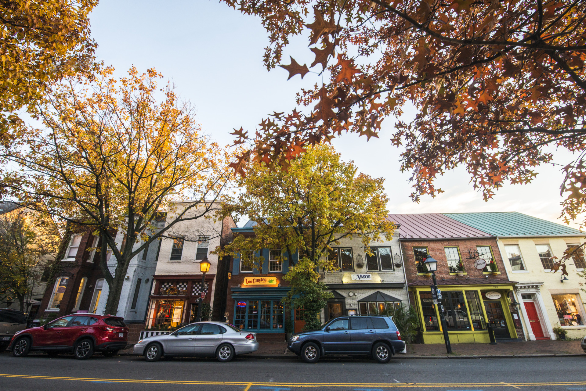 Cars parked along King Street in Old Town Alexandria