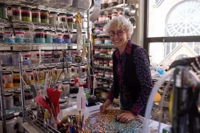 Alison Sigethy in her studio at Fantastical Glass.